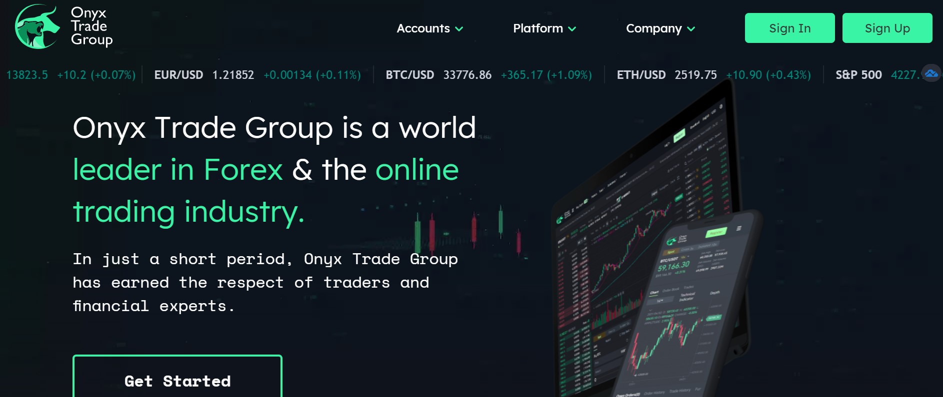Onyx Trade Group website