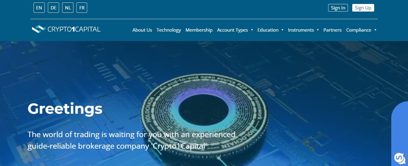 Crypto1Capital website